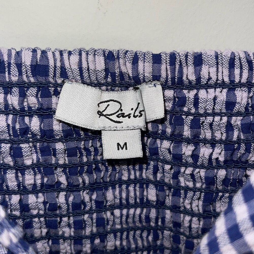 Rails Women's Maeve Dress Navy Lilac Gingham Organic Cotton Midi Dress Size Medi - Picture 8 of 12